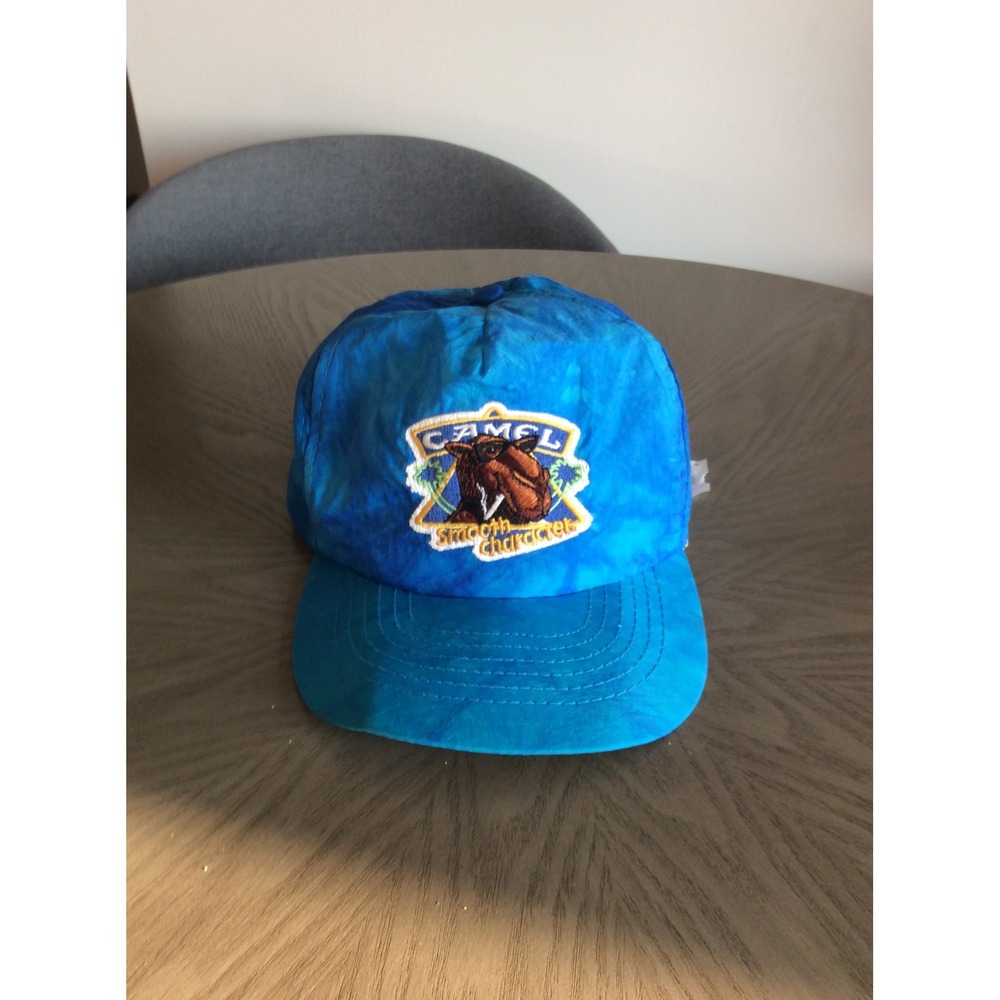 Vintage Camel Smooth Character Blue Tie Dye Nylon Snapback Hat Tobacco Promo